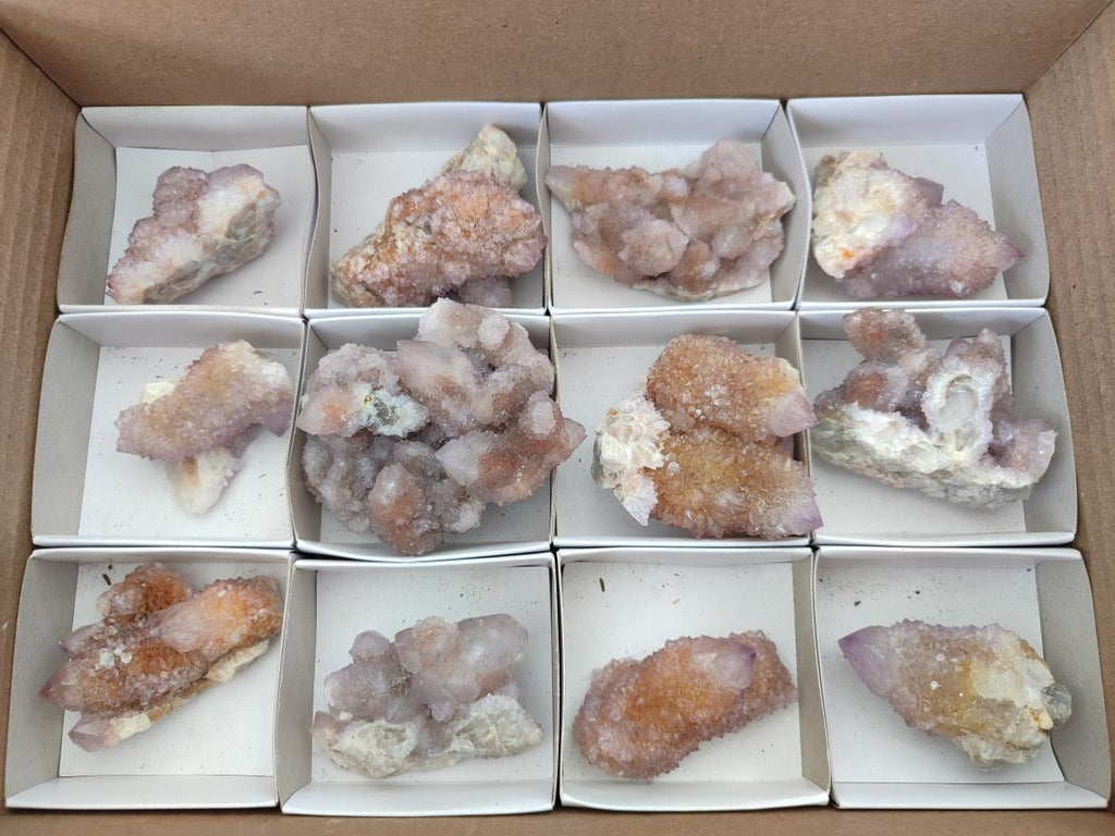 Natural Amethyst and Ametrine Spirit Crystal Clusters x 12 From Boekenhouthoek, South Africa