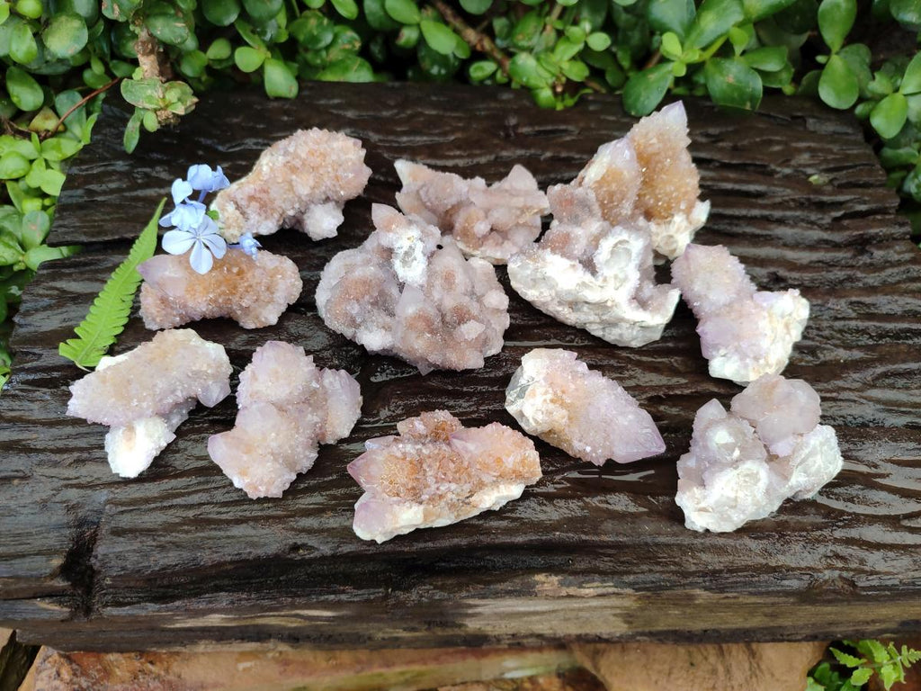 Natural Amethyst and Ametrine Spirit Crystal Clusters x 12 From Boekenhouthoek, South Africa