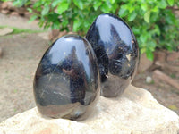 Polished Black Tourmaline Standing Free Forms x 3 From Madagascar