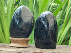 Polished Black Tourmaline Standing Free Forms x 3 From Madagascar