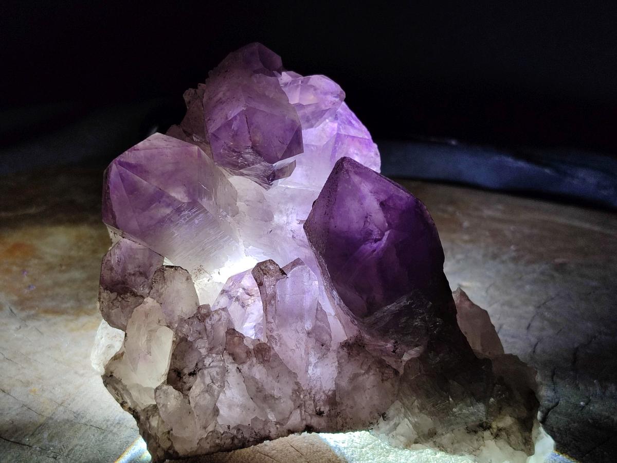 Natural Jacaranda Amethyst Crystal Clusters x 3 From Mumbwa, Zambia