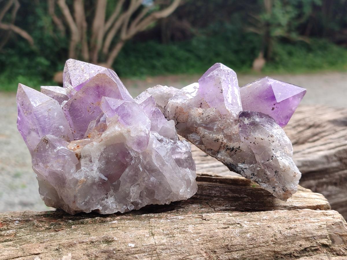 Natural Jacaranda Amethyst Crystal Clusters x 3 From Mumbwa, Zambia