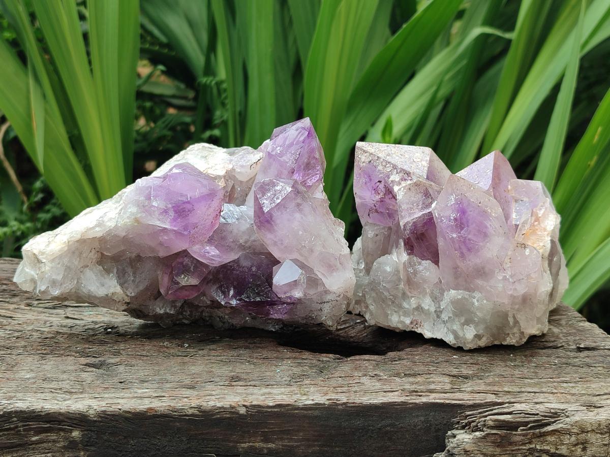 Natural Jacaranda Amethyst Crystal Clusters x 3 From Mumbwa, Zambia