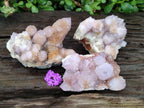 Natural Drusy Coated Spirit Amethyst and Ametrine Clusters x 3 From Boekenhouthoek, South Africa