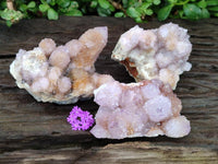 Natural Drusy Coated Spirit Amethyst and Ametrine Clusters x 3 From Boekenhouthoek, South Africa