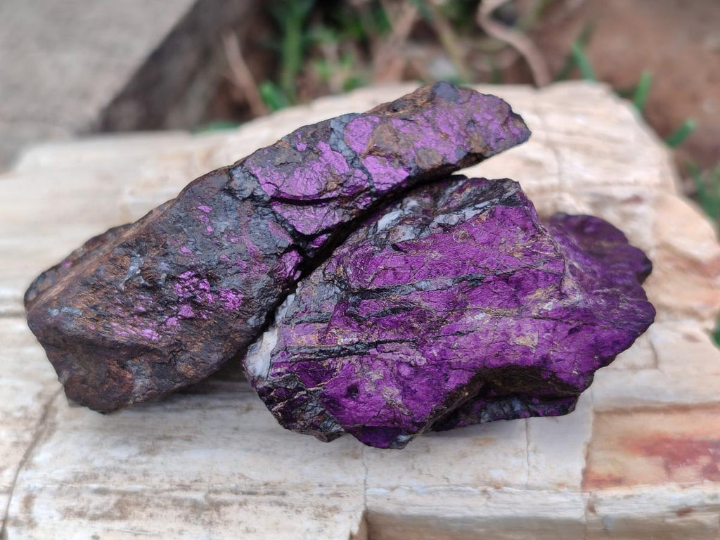 Natural Metallic Cobbed Purpurite Specimens x 12 From Erongo, Namibia