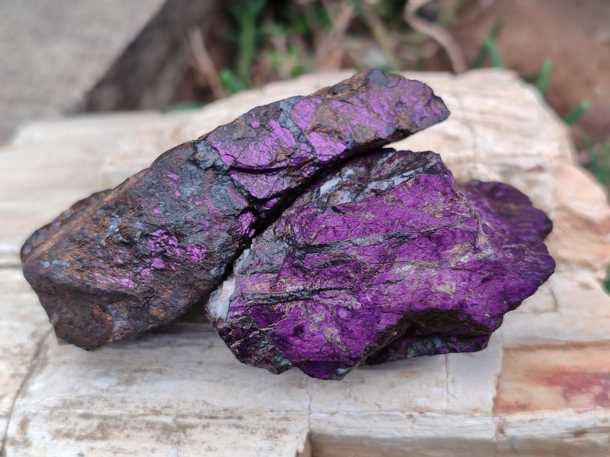 Natural Metallic Cobbed Purpurite Specimens x 12 From Erongo, Namibia