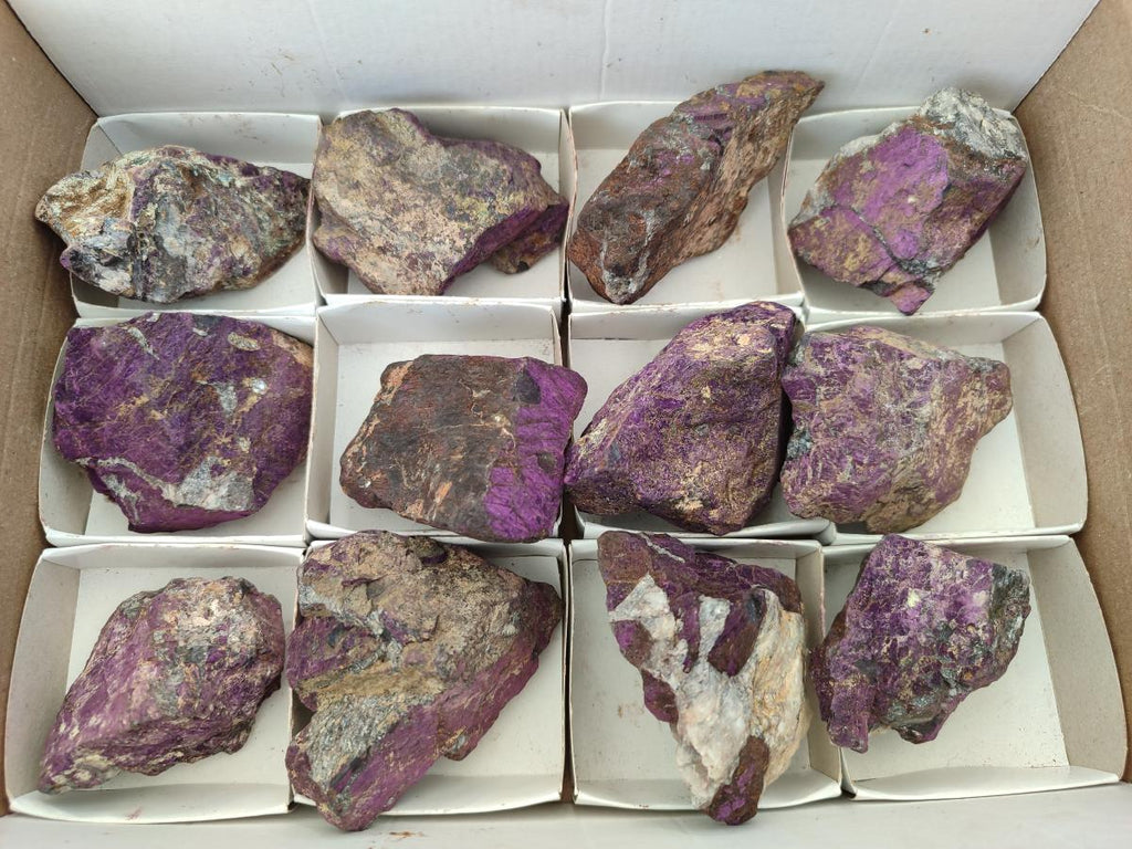 Natural Metallic Cobbed Purpurite Specimens x 12 From Erongo, Namibia