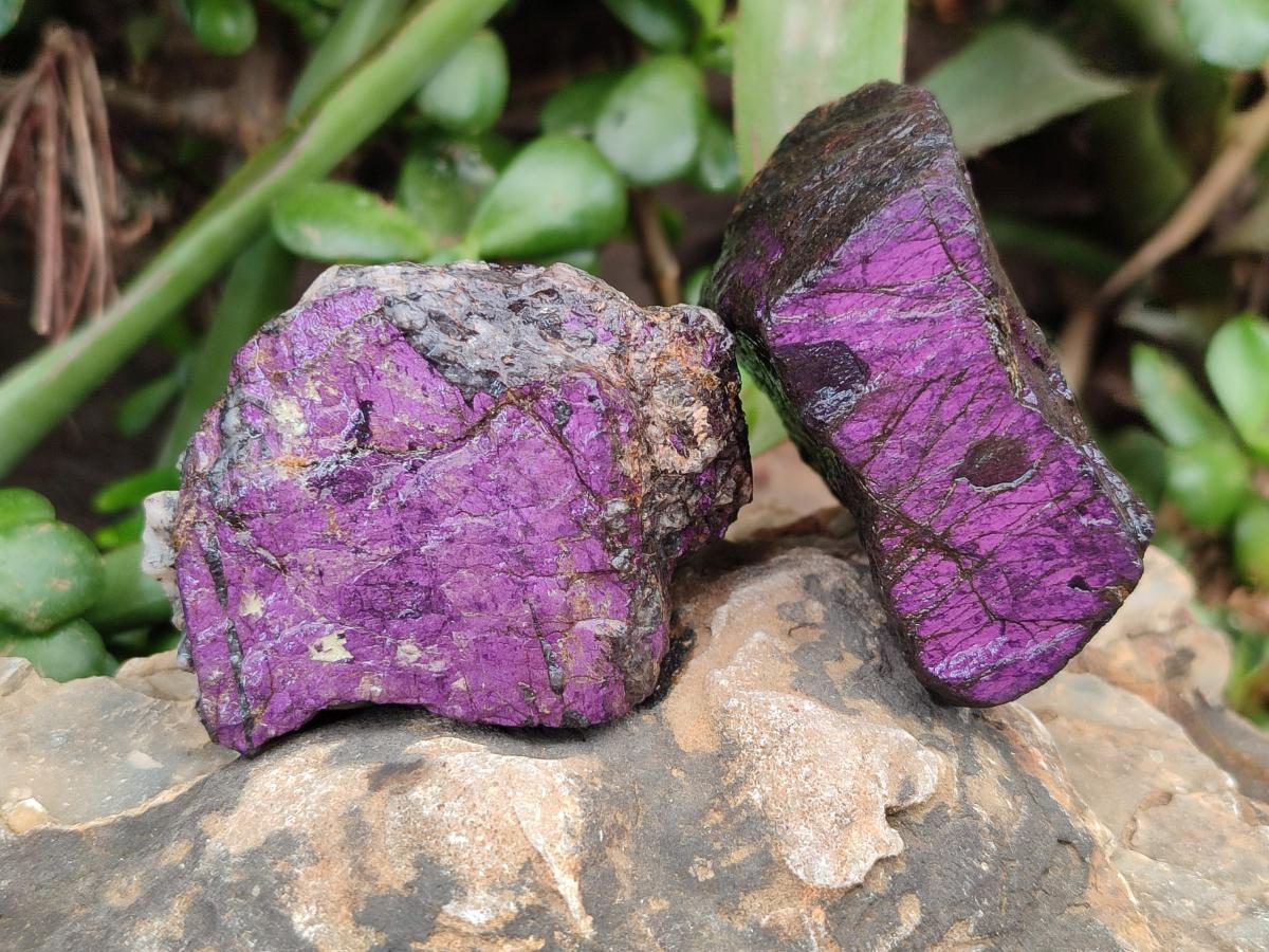 Natural Metallic Cobbed Purpurite Specimens x 12 From Erongo, Namibia