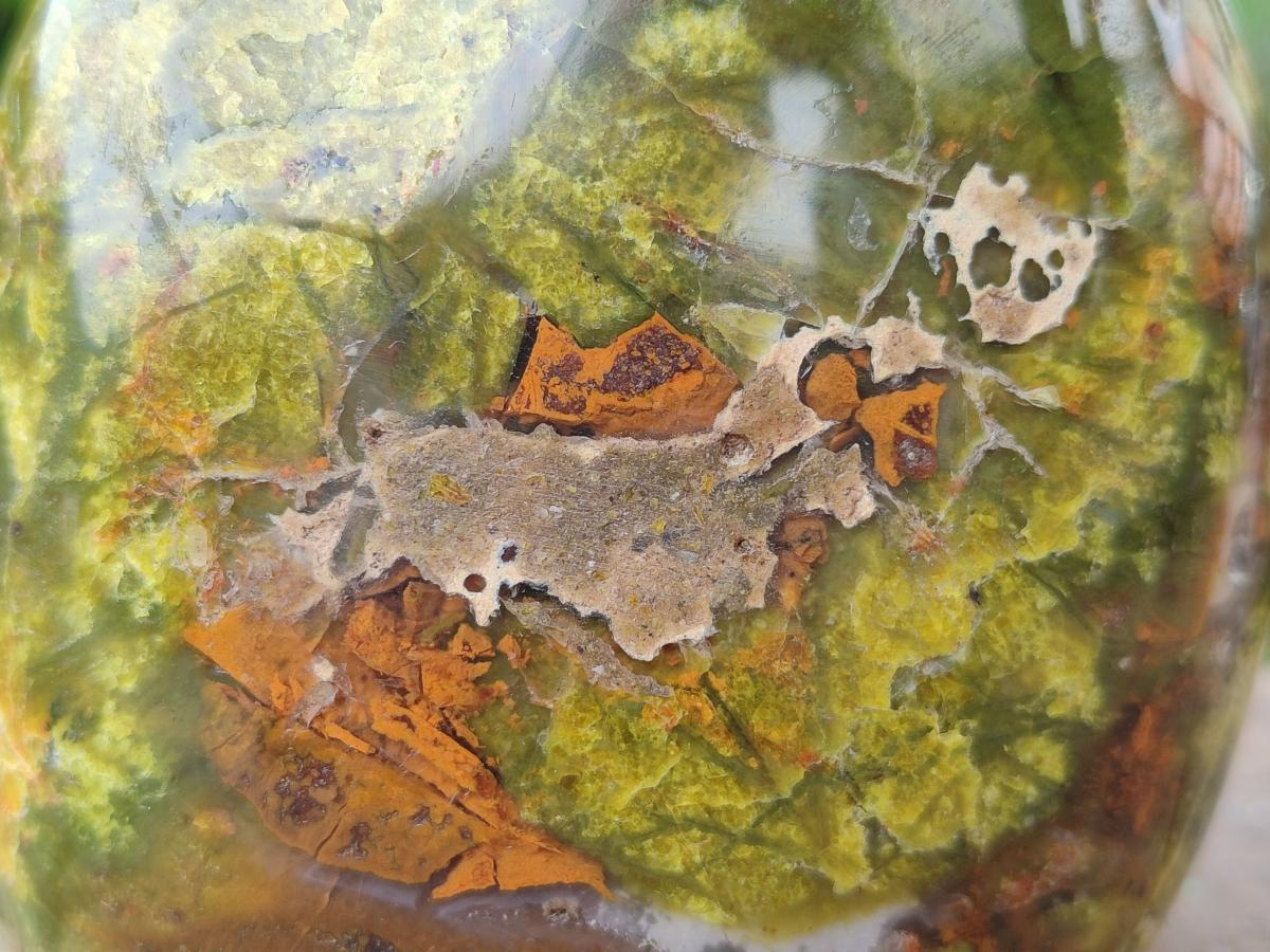 Polished Green Opal Standing Free Forms x 3 From Betroka, Madagascar