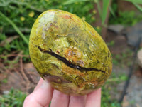 Polished Green Opal Standing Free Forms x 3 From Betroka, Madagascar