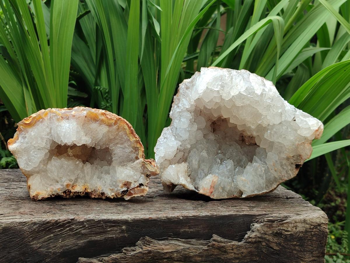 Natural Zululand Agate Geodes with Quartz Crystal Centres x 2 From Jozini, KwaZulu-Natal, South Africa - Toprock Gemstones and Minerals 