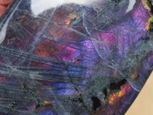 Polished Large Purple Sunset Labradorite Standing Free Form Display Piece x 1 From Tulear, Madagascar