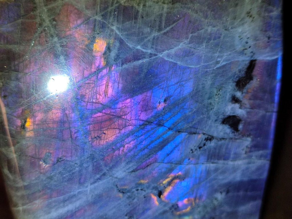 Polished Large Purple Sunset Labradorite Standing Free Form Display Piece x 1 From Tulear, Madagascar