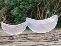 Polished Gemmy Rose Quartz Crescent Moons x 6 From Madagascar
