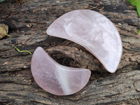 Polished Gemmy Rose Quartz Crescent Moons x 6 From Madagascar