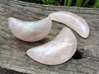 Polished Gemmy Rose Quartz Crescent Moons x 6 From Madagascar