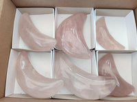Polished Gemmy Rose Quartz Crescent Moons x 6 From Madagascar