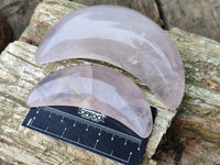 Polished Gemmy Rose Quartz Crescent Moons x 6 From Madagascar