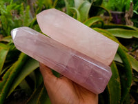 Polished Rose Quartz Crystals x 2 From Madagascar