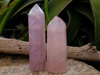 Polished Rose Quartz Crystals x 2 From Madagascar