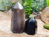 Polished Smokey Window Quartz Crystals x 6 From Madagascar