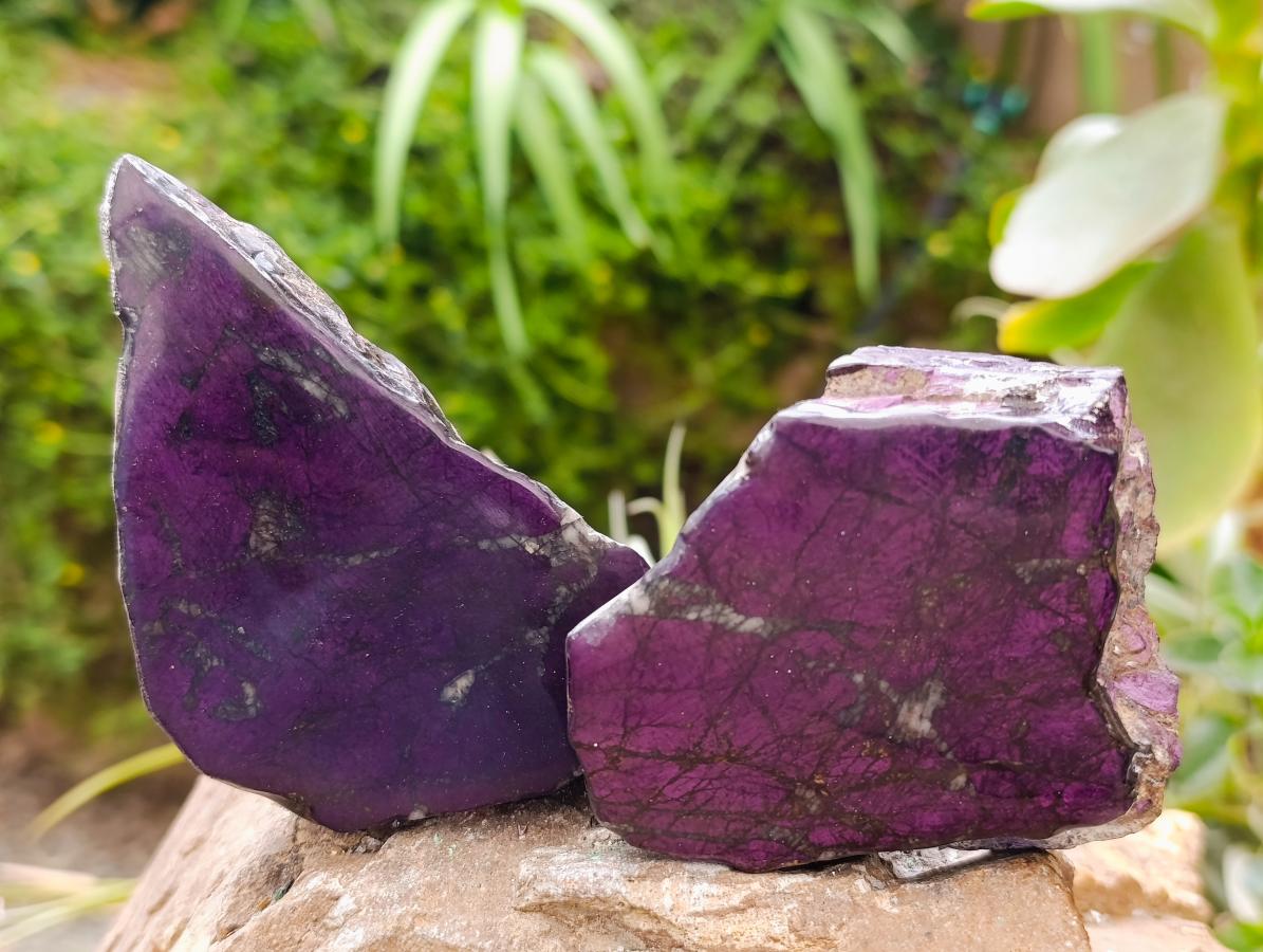 Polished Metallic Purpurite Slices x 4 From Erongo, Namibia