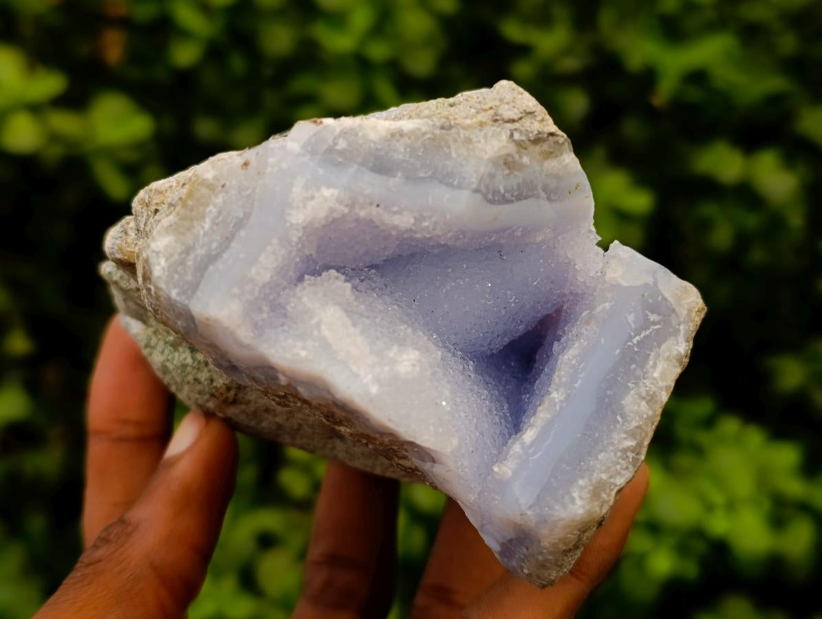 Natural Blue Lace Agate Geode Specimens x 3 From Nsanje, Malawi