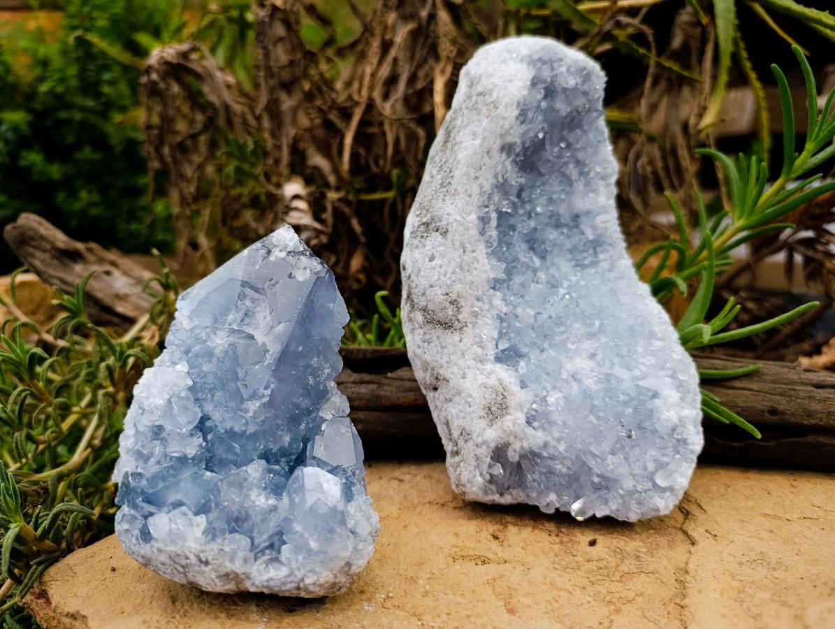Natural Blue Celestite Specimens x 2 From Sakoany, Madagascar