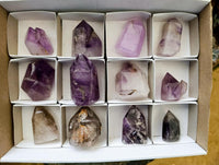 Polished Smokey Amethyst Window Crystals x 12 From Akansobe, Madagascar