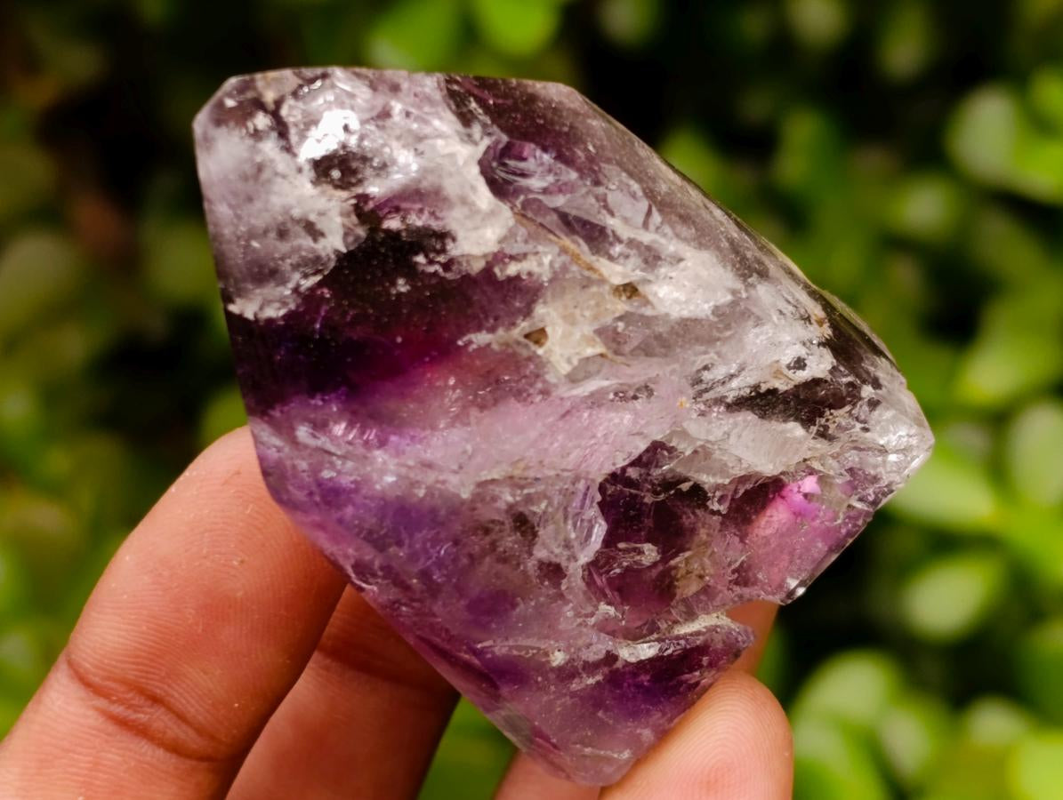 Polished Smokey Amethyst Window Crystals x 12 From Akansobe, Madagascar