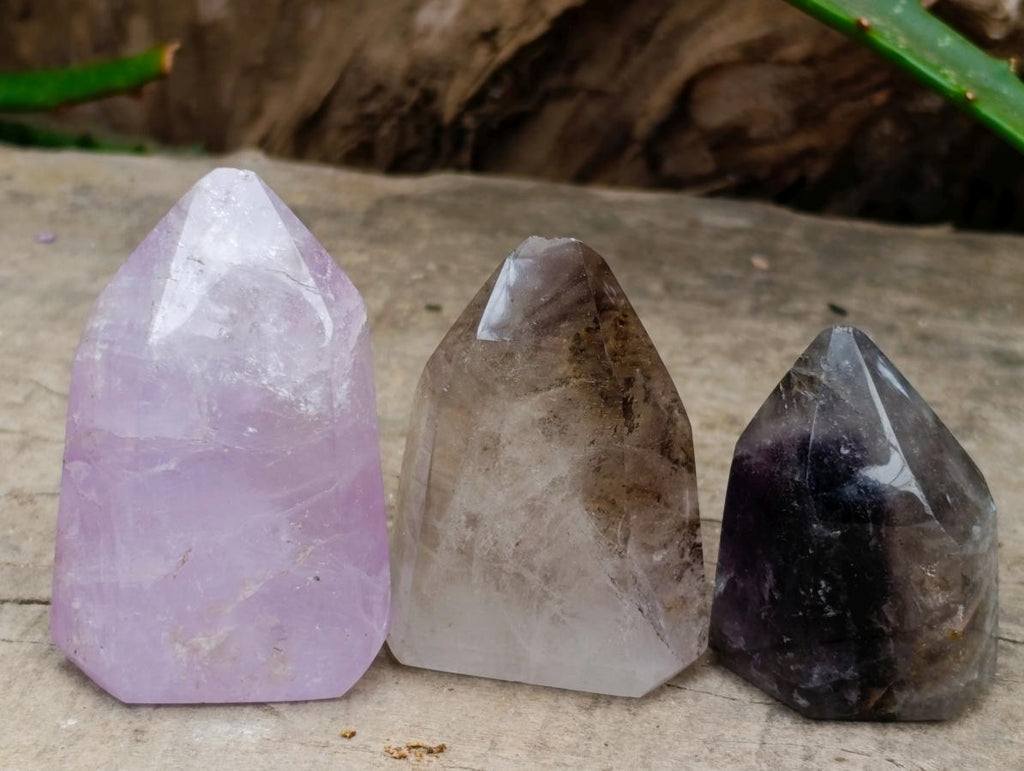 Polished Smokey Amethyst Window Crystals x 12 From Akansobe, Madagascar