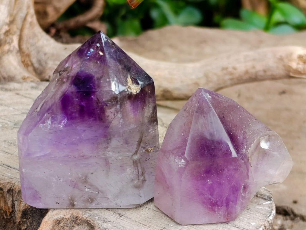 Polished Smokey Amethyst Window Crystals x 12 From Akansobe, Madagascar