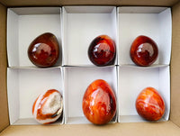 Polished Carnelian Gemstone Eggs x 6 From Madagascar