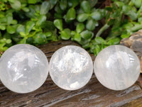 Polished Pearl Girasol Quartz Crystal Spheres x 6 From Ambatondrazaka, Madagascar