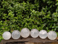 Polished Pearl Girasol Quartz Crystal Spheres x 6 From Ambatondrazaka, Madagascar