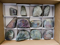 Polished Rare Purple Sunset Flash Labradorite Standing Free Forms x 12 From Tulear, Madagascar