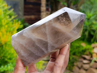 Polished Smokey Window Quartz Crystals x 3 From Madagascar