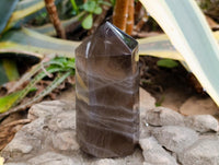 Polished Smokey Window Quartz Crystals x 3 From Madagascar