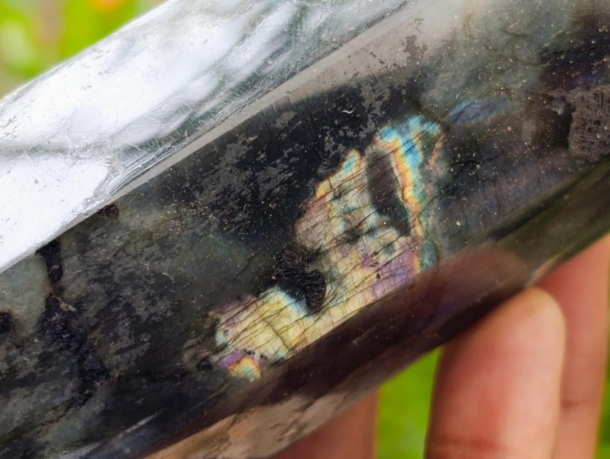 Polished Labradorite Standing Display Crystals x 3 From Tulear, Madagascar