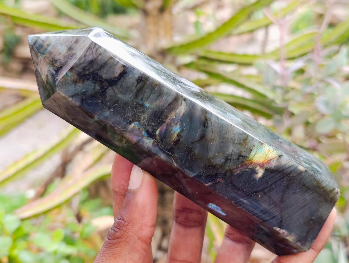 Polished Labradorite Standing Display Crystals x 3 From Tulear, Madagascar