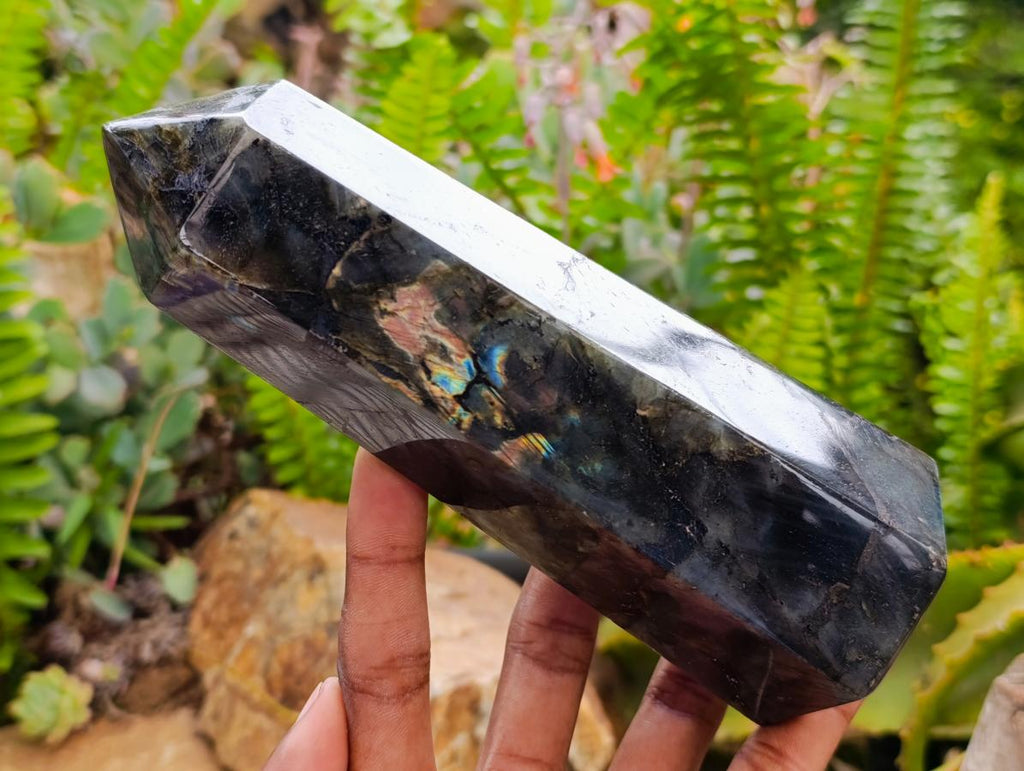 Polished Labradorite Standing Display Crystals x 3 From Tulear, Madagascar