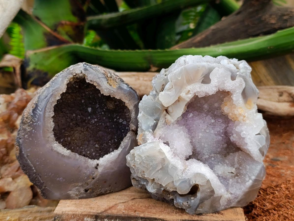 Polished Amethyst Agate Geodes x 6 From Maintirano, Madagascar - Toprock Gemstones and Minerals 
