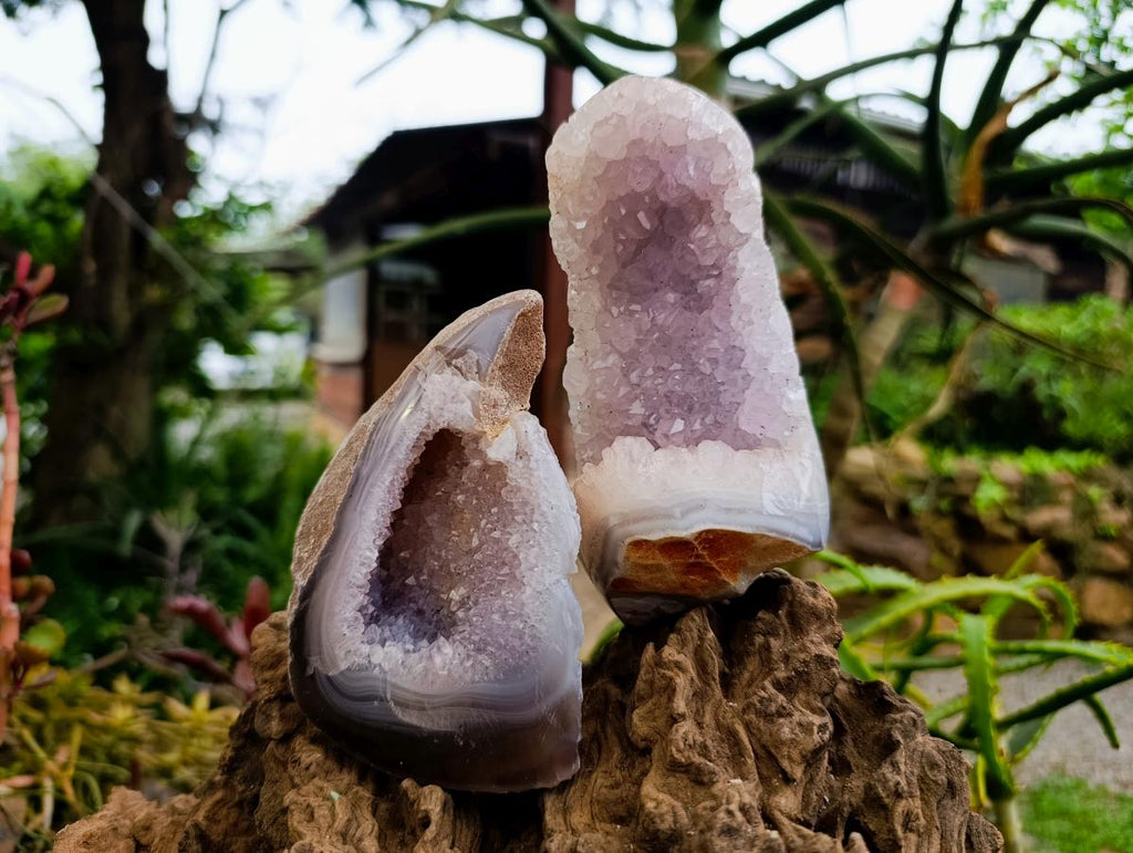 Polished Amethyst Agate Geodes x 6 From Maintirano, Madagascar - Toprock Gemstones and Minerals 