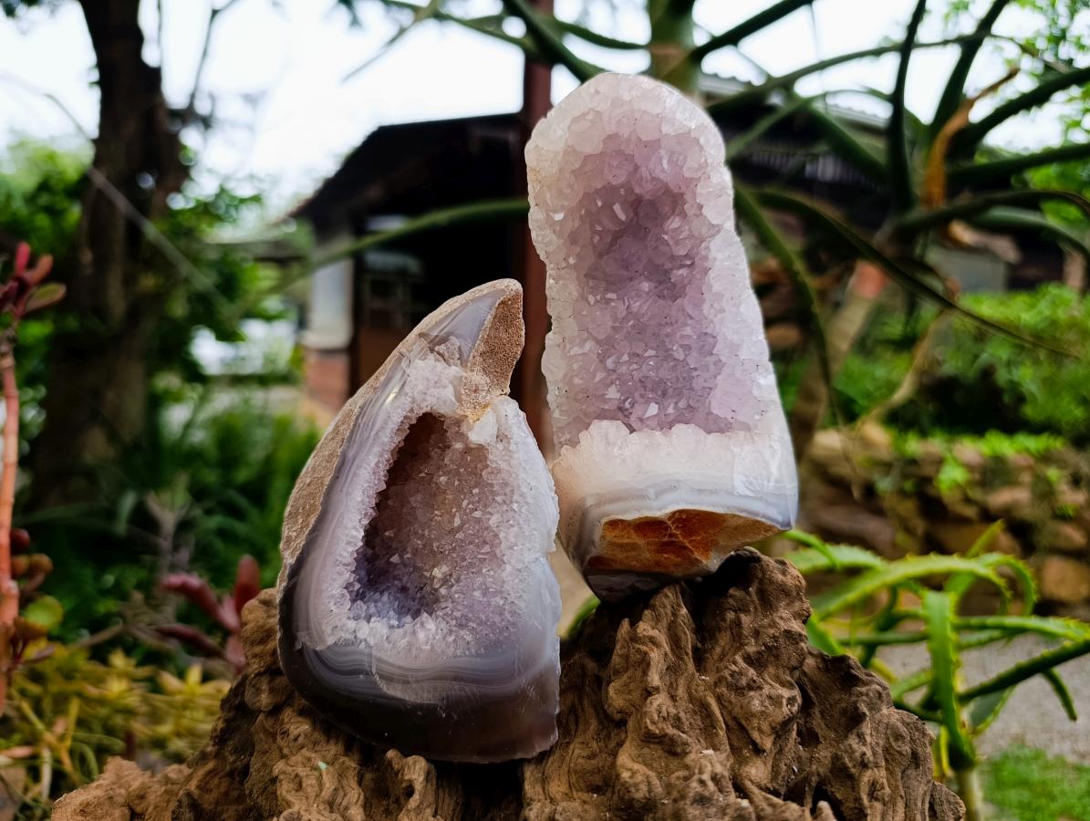 Polished Amethyst Agate Geodes x 6 From Maintirano, Madagascar - Toprock Gemstones and Minerals 
