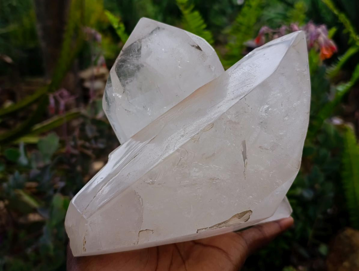 Polished Clear Quartz Crystal Clusters x 2 From Madagascar