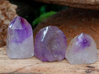 Polished Window Amethyst Crystals x 12 From Akansobe, Madagascar