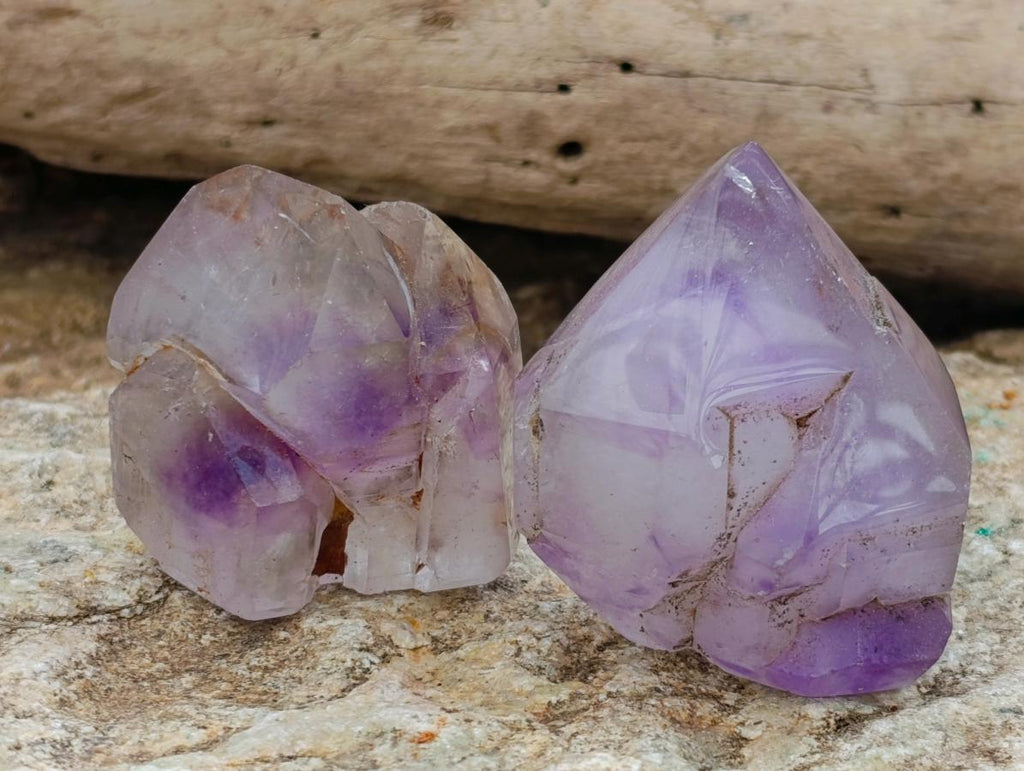 Polished Window Amethyst Crystals x 12 From Akansobe, Madagascar
