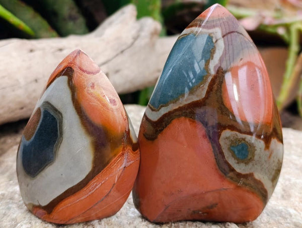 Polished Polychrome Jasper Flames x 6 From NW Coast, Madagascar