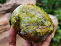 Polished Green Opal Standing Free Forms x 2 From Betroka, Madagascar